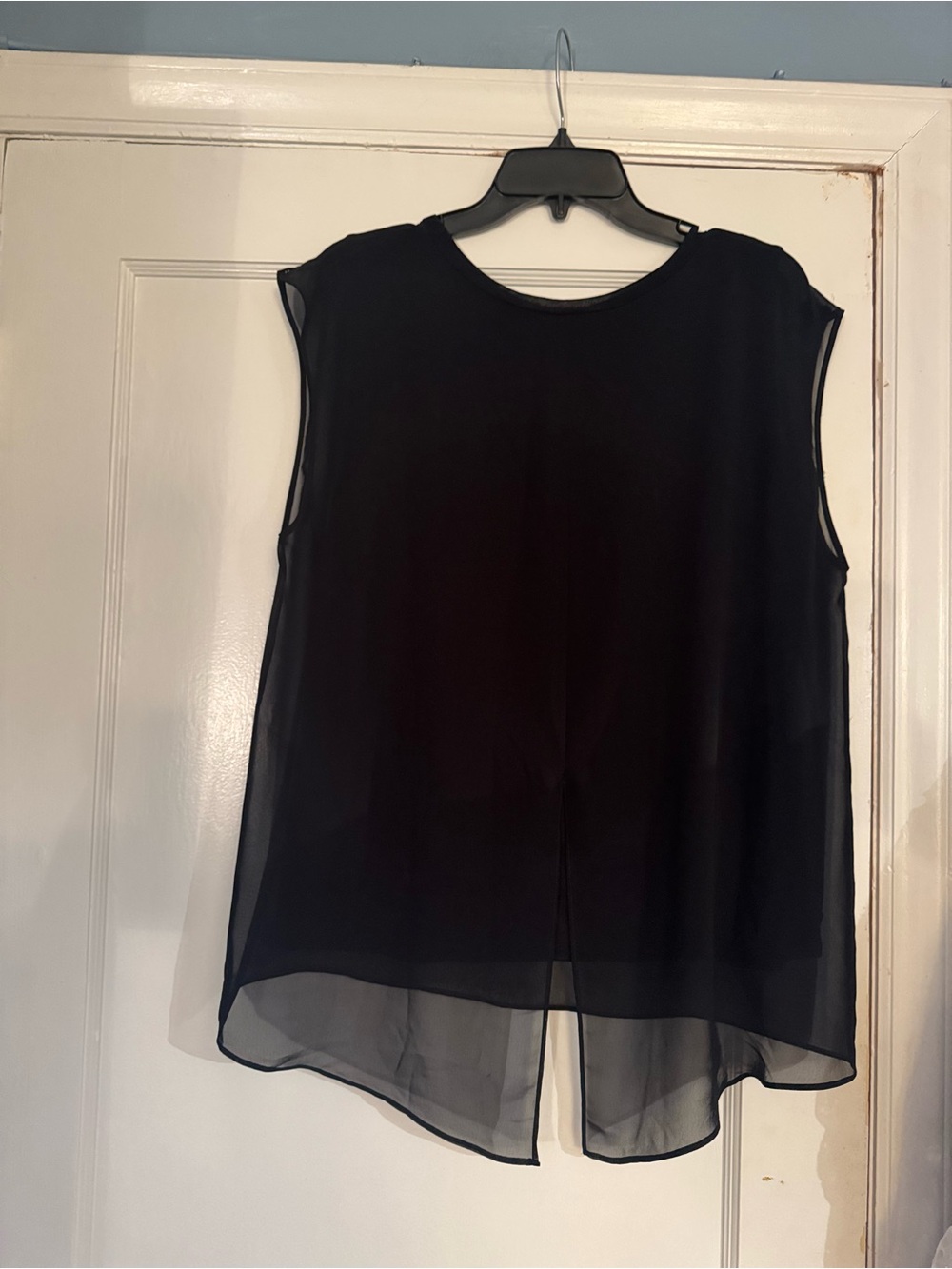 Tahari Black Sleeveless Layered Chiffon Blouse